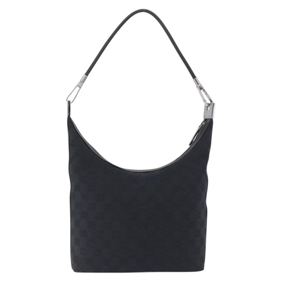 GUCCI GG Canvas Shoulder Bag Black Silver 001 3814 Auth 194836V