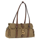 Miu Miu Shoulder Bag Nylon Beige Gold Auth 194838A-1