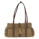 Miu Miu Shoulder Bag Nylon Beige Gold Auth 194838A-13