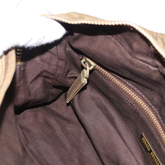 Miu Miu Shoulder Bag Nylon Beige Gold Auth 194838A