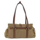 Miu Miu Shoulder Bag Nylon Beige Gold Auth 194838A-2