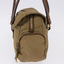 Miu Miu Shoulder Bag Nylon Beige Gold Auth 194838A-3