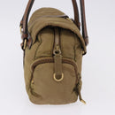 Miu Miu Shoulder Bag Nylon Beige Gold Auth 194838A-4