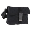 GUCCI GG Canvas Waist Bag Black Silver 131236 Auth 194839A-1