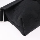 GUCCI GG Canvas Waist Bag Black Silver 131236 Auth 194839A-10