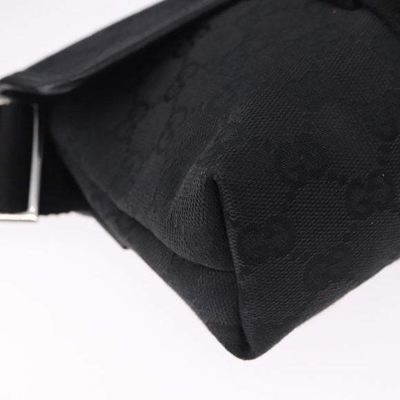 GUCCI GG Canvas Waist Bag Black Silver 131236 Auth 194839A