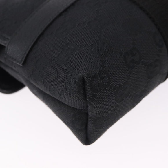 GUCCI GG Canvas Waist Bag Black Silver 131236 Auth 194839A