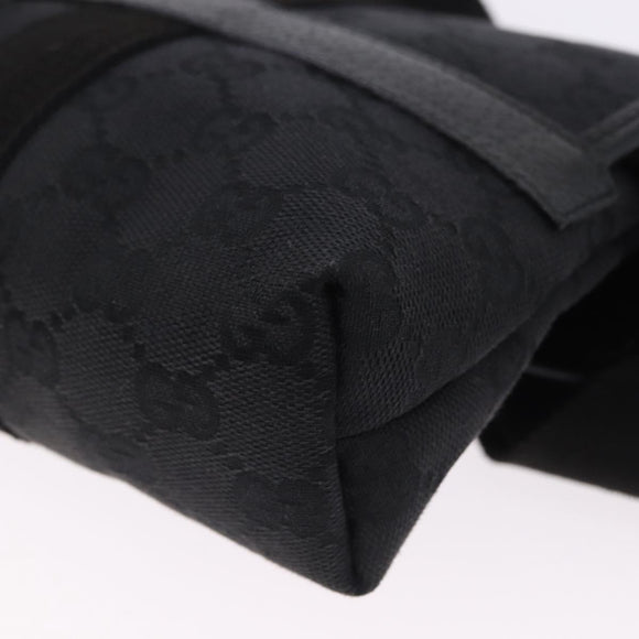 GUCCI GG Canvas Waist Bag Black Silver 131236 Auth 194839A