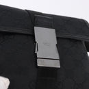 GUCCI GG Canvas Waist Bag Black Silver 131236 Auth 194839A-14