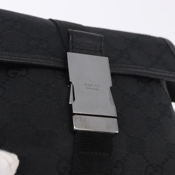 GUCCI GG Canvas Waist Bag Black Silver 131236 Auth 194839A