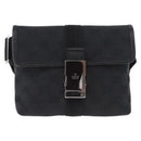 GUCCI GG Canvas Waist Bag Black Silver 131236 Auth 194839A-2
