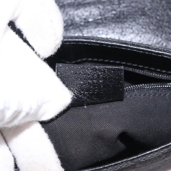 GUCCI GG Canvas Waist Bag Black Silver 131236 Auth 194839A