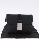 GUCCI GG Canvas Waist Bag Black Silver 131236 Auth 194839A-24