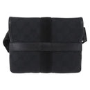 GUCCI GG Canvas Waist Bag Black Silver 131236 Auth 194839A-3