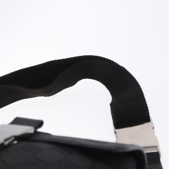 GUCCI GG Canvas Waist Bag Black Silver 131236 Auth 194839A