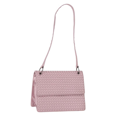 BOTTEGA VENETA INTRECCIATO Shoulder Bag Satin Pink Silver Auth 194840V