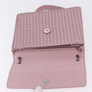 BOTTEGA VENETA INTRECCIATO Shoulder Bag Satin Pink Silver Auth 194840V-14