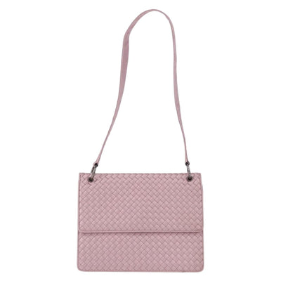 BOTTEGA VENETA INTRECCIATO Shoulder Bag Satin Pink Silver Auth 194840V - 0