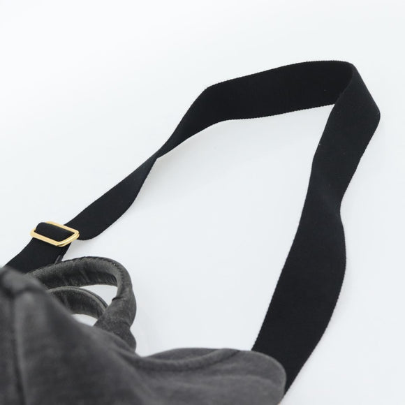 PRADA Canapa MM Hand Bag Denim 2way Black Gold Auth 194841V