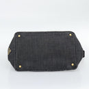 PRADA Canapa MM Hand Bag Denim 2way Black Gold Auth 194841V-11