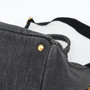 PRADA Canapa MM Hand Bag Denim 2way Black Gold Auth 194841V-12