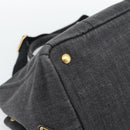 PRADA Canapa MM Hand Bag Denim 2way Black Gold Auth 194841V-13