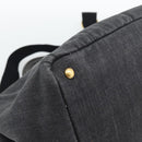 PRADA Canapa MM Hand Bag Denim 2way Black Gold Auth 194841V-15