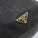 PRADA Canapa MM Hand Bag Denim 2way Black Gold Auth 194841V-16