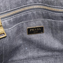PRADA Canapa MM Hand Bag Denim 2way Black Gold Auth 194841V-17