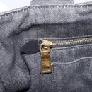 PRADA Canapa MM Hand Bag Denim 2way Black Gold Auth 194841V-21