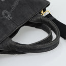PRADA Canapa MM Hand Bag Denim 2way Black Gold Auth 194841V-7