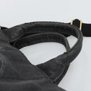 PRADA Canapa MM Hand Bag Denim 2way Black Gold Auth 194841V-8