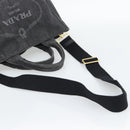 PRADA Canapa MM Hand Bag Denim 2way Black Gold Auth 194841V-9