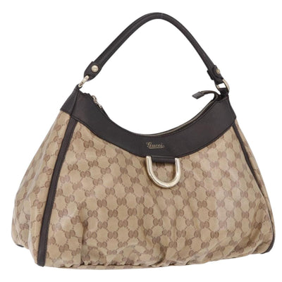 GUCCI GG Crystal Abbey Bag Coated Canvas Outlet Beige Gold 272380 Auth 194842V