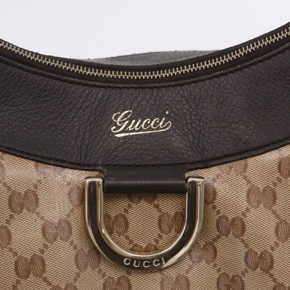 GUCCI GG Crystal Abbey Bag Coated Canvas Outlet Beige Gold 272380 Auth 194842V