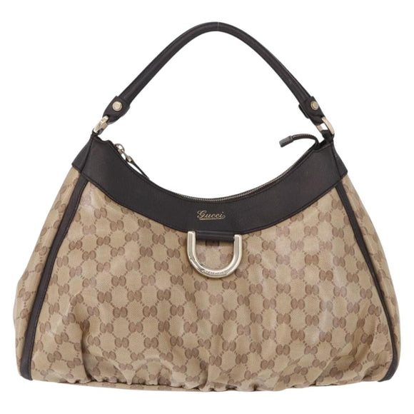 GUCCI GG Crystal Abbey Bag Coated Canvas Outlet Beige Gold 272380 Auth 194842V