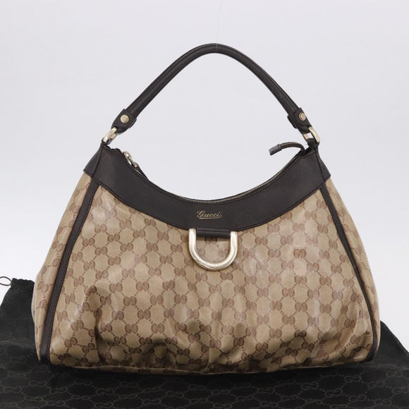 GUCCI GG Crystal Abbey Bag Coated Canvas Outlet Beige Gold 272380 Auth 194842V