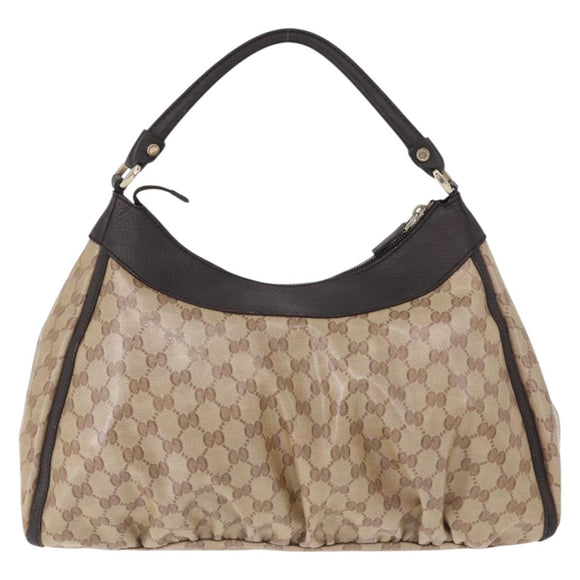 GUCCI GG Crystal Abbey Bag Coated Canvas Outlet Beige Gold 272380 Auth 194842V