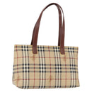 BURBERRY Nova Check blue Tote Bag PVC Beige Gold Auth 194843V-1