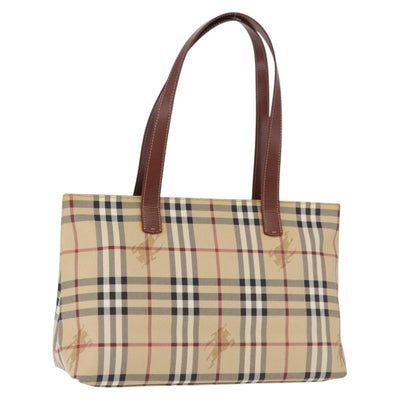 BURBERRY Nova Check blue Tote Bag PVC Beige Gold Auth 194843V