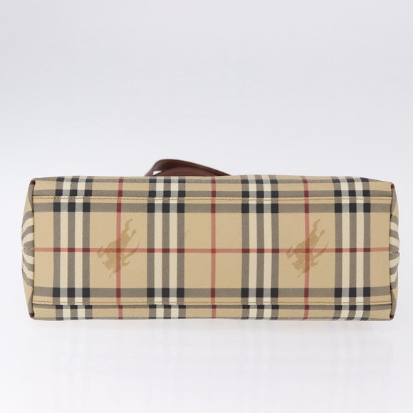 BURBERRY Nova Check blue Tote Bag PVC Beige Gold Auth 194843V