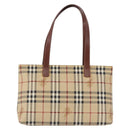 BURBERRY Nova Check blue Tote Bag PVC Beige Gold Auth 194843V-2