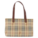 BURBERRY Nova Check blue Tote Bag PVC Beige Gold Auth 194843V-3