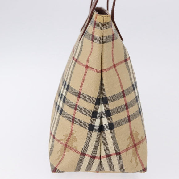BURBERRY Nova Check blue Tote Bag PVC Beige Gold Auth 194843V