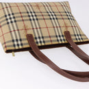 BURBERRY Nova Check blue Tote Bag PVC Beige Gold Auth 194843V-7