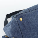 PRADA Canapa M Hand Bag Denim 2way Blue Gold Auth 194845V-13