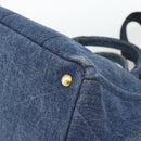 PRADA Canapa M Hand Bag Denim 2way Blue Gold Auth 194845V-14