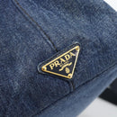 PRADA Canapa M Hand Bag Denim 2way Blue Gold Auth 194845V-16