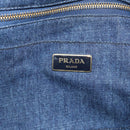 PRADA Canapa M Hand Bag Denim 2way Blue Gold Auth 194845V-17