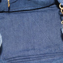 PRADA Canapa M Hand Bag Denim 2way Blue Gold Auth 194845V-18